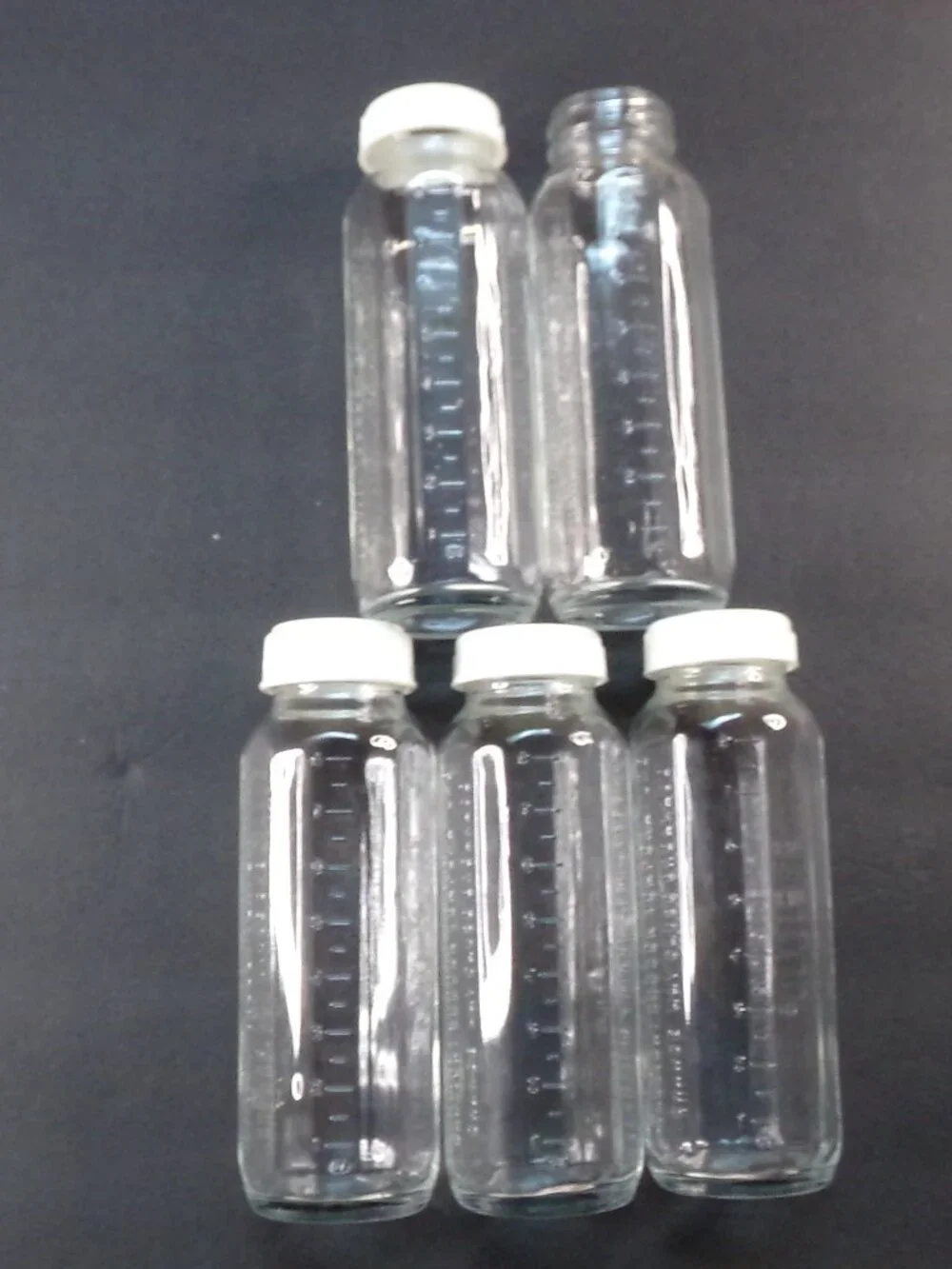5 Clear Glass Evenflo Baby Bottles 8 ounce